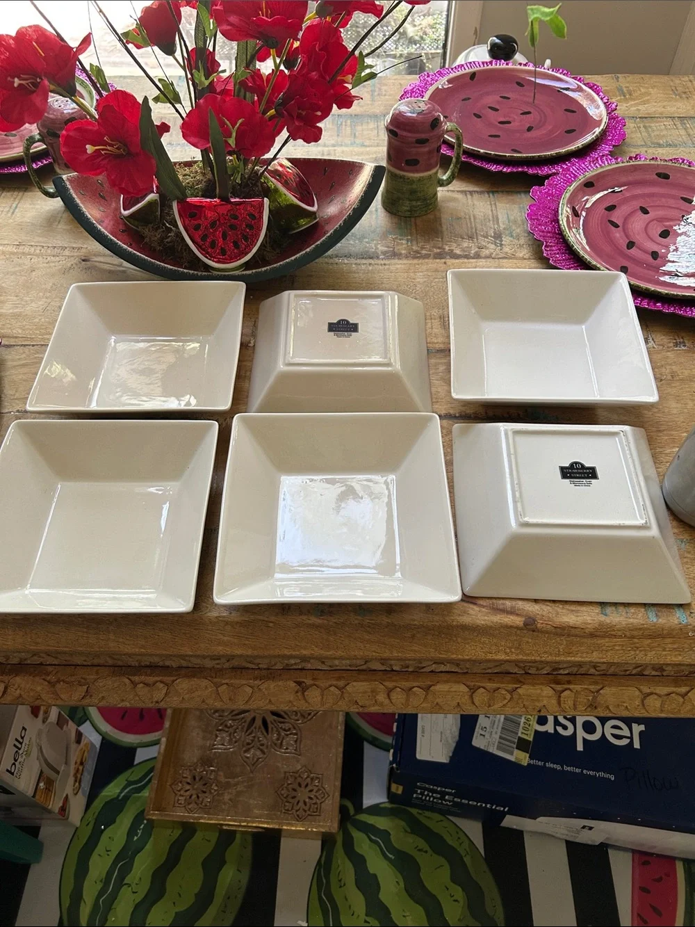 White Ceramic Square Serving Bowls - Set of 6 By 10 Strawberry Street